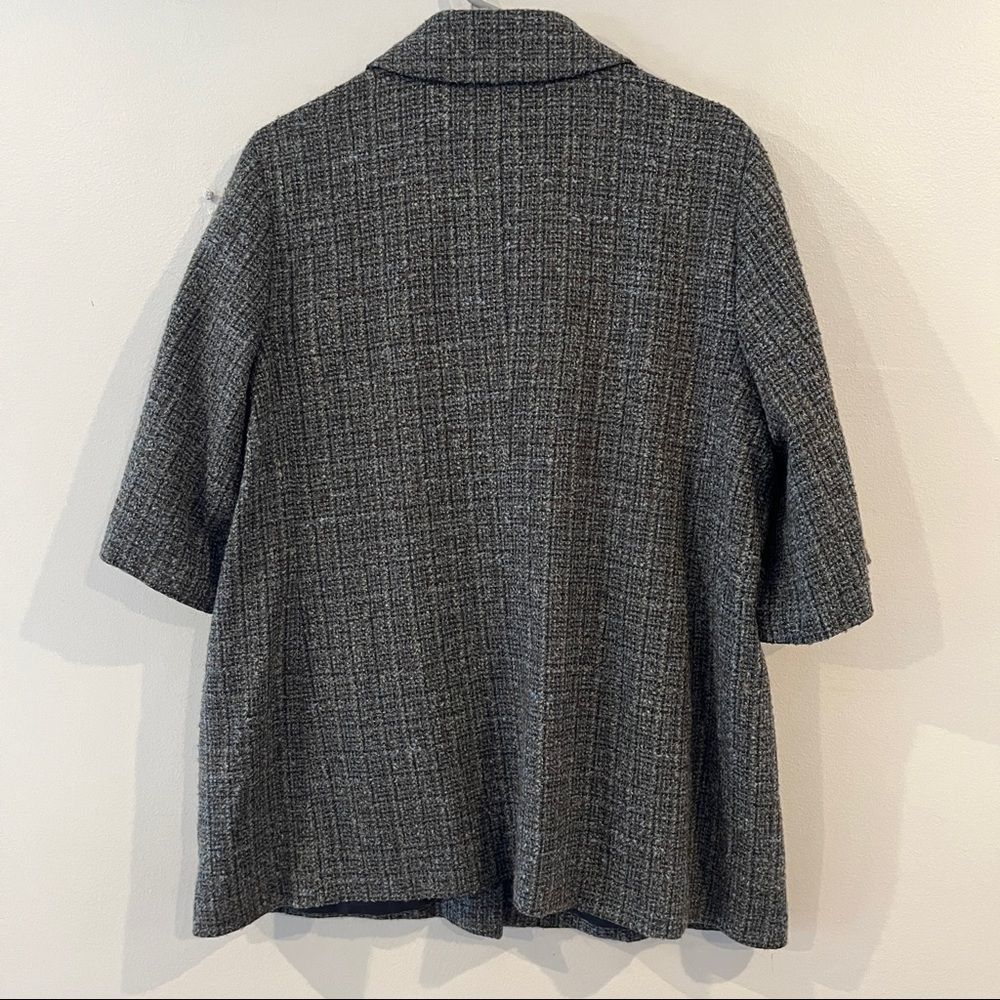 J Jill gray tweed short sleeve wool blend snap front blazer jacket - Picture 6 of 11